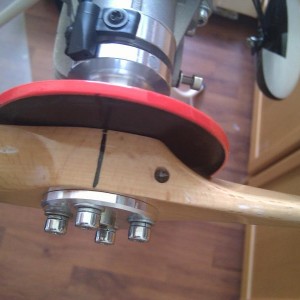 Prop in balans met loodje en afgedekt met epoxy