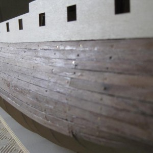 Bovenste gedeelte van het schip is voor de eerste keer beplankt.
