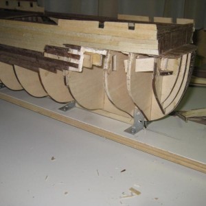 De linker voorzijde van het schip, na abraak