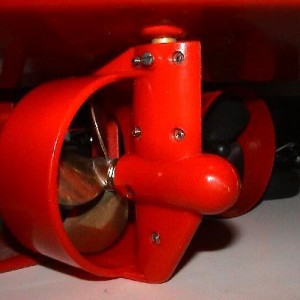 Schottel van wedico/hegi, met een messing 4-blads schroef.