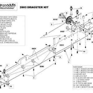 Explosietekening goedkope dragster