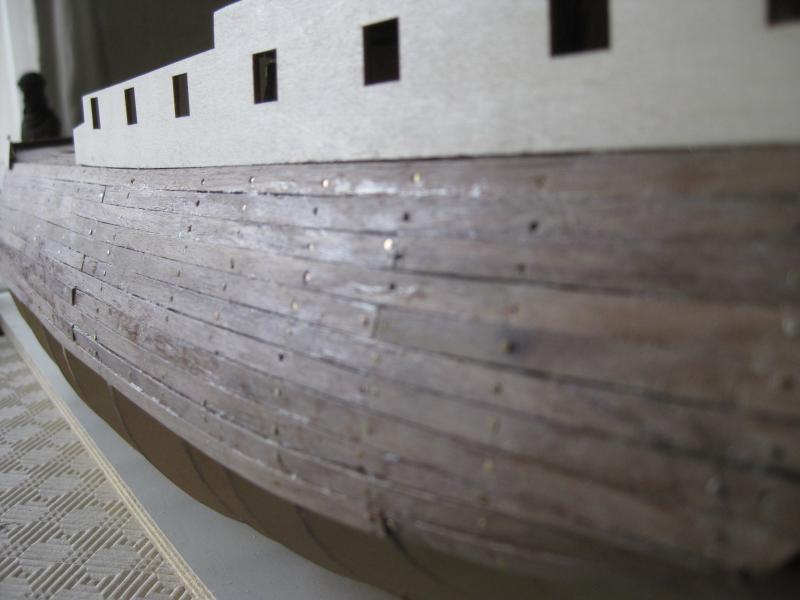 Bovenste gedeelte van het schip is voor de eerste keer beplankt.