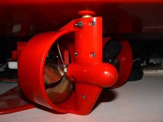 Schottel van wedico/hegi, met een messing 4-blads schroef.