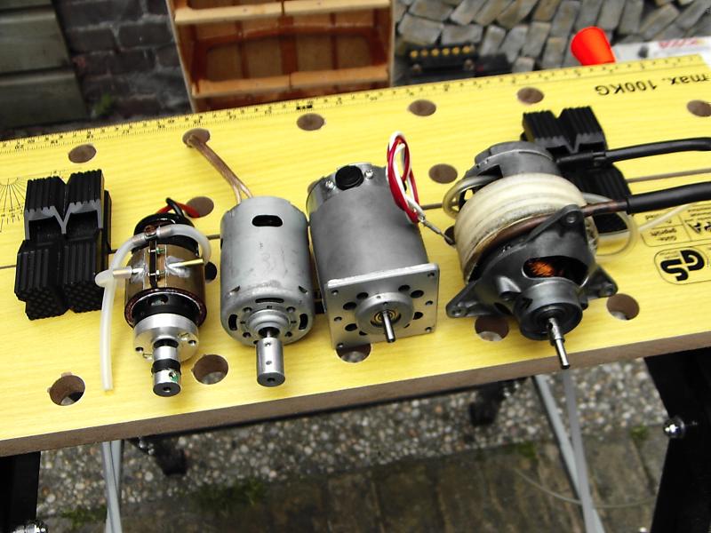 v.l.n.r.: Ultra 1300-7, Johnson 900, printermotor, fan motor.