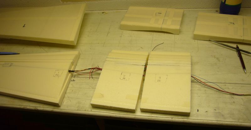wing 11  pulling servo wiring through cores